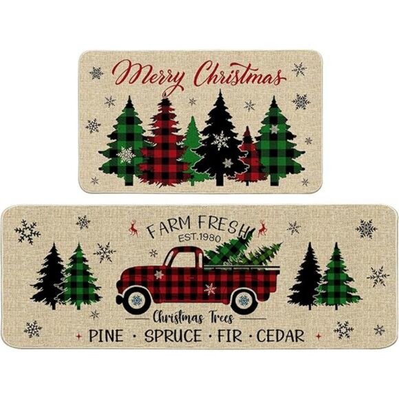 Christmas Kitchen Mats Set of 2, Christmas Kitchen Rugs and Mats Farmhouse - Picture 7 of 7